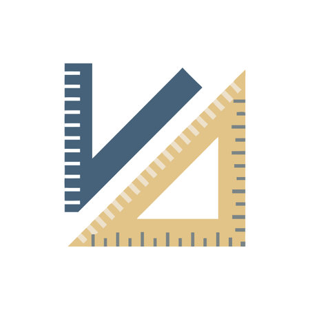 Geometric precision: Stylized vector illustration of a set square and a ruler over black