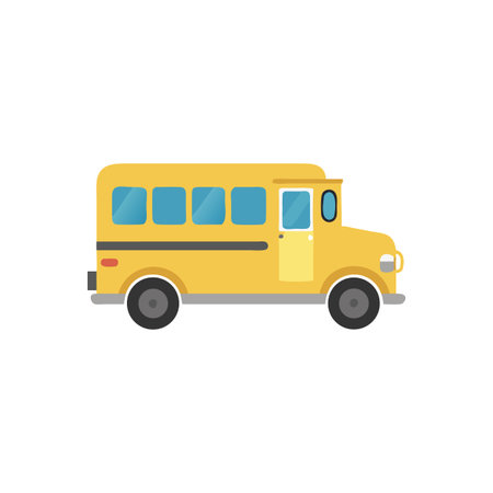 Illustration of a school bus with flat design on a black background