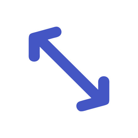 Diagonally Pointing Arrow Symbol in Blue Color, Isolated Against a Black Background