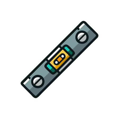 Isolated cartoon spirit level on a black background. Accurate construction tool design.