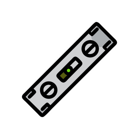 Vector Illustration of a Light Gray Spirit Level with Green Indicator on Black Background