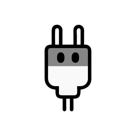 Simple Flat Vector Illustration of Electrical Plug on Black Background for Connection