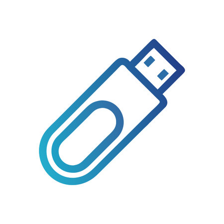Stylized USB Drive Icon with Blue Gradient on Black Background, Modern Data Storage