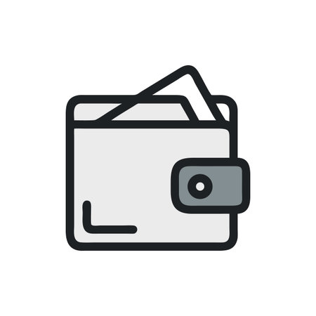 Stylized wallet icon on a black background representing financial transactions and money management.