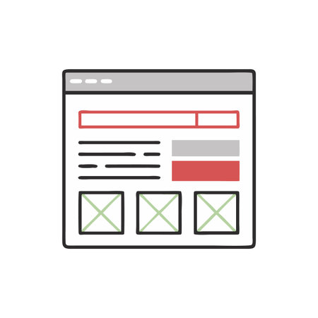 Simple wireframe of website layout illustration on black background for application and development...
