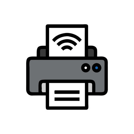 Modern printer icon on black background symbolizing digital printing solutions for creative projects