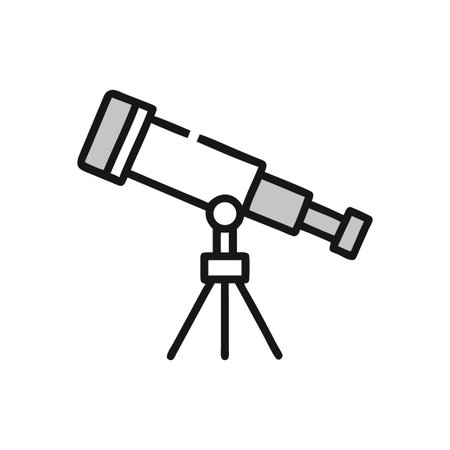 Stylized Telescope Illustration on Black Background for Astronomy and Science Concepts