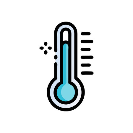 Stylized thermometer icon indicating cold temperature or health concerns on a black background