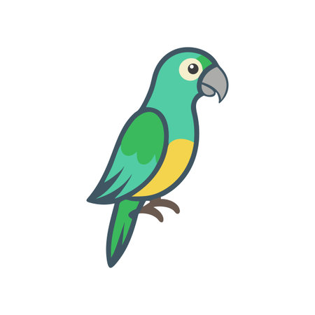 Cartoon Style Illustration of a Parrot on a Black Background for Digital Use