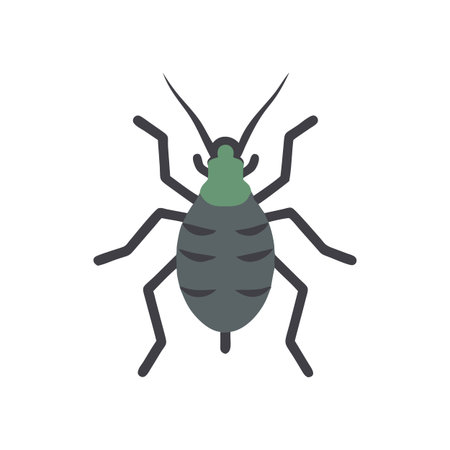 Simple Flat Vector Graphic of an Aphid Insect on a Black Background