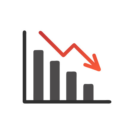 Declining Bar Graph with Red Arrow Illustrating Financial Downturn on Black Background