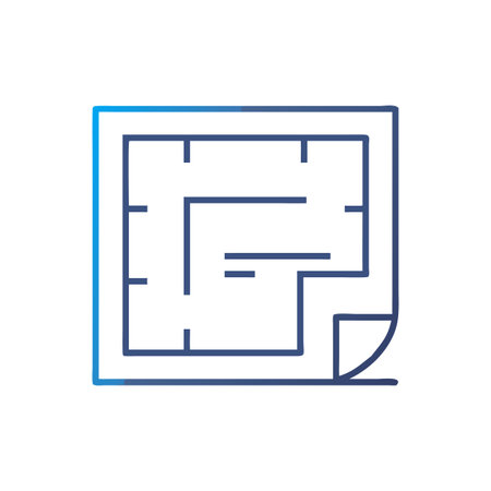 Detailed Architectural Blueprint Outline Design Depicting Room Layouts and Building Structure on...