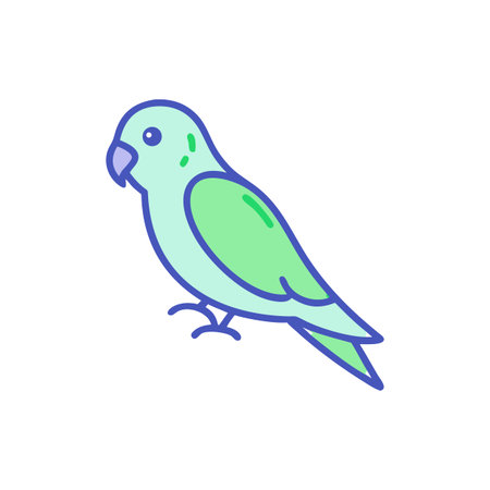 Cute pastel parrot icon illustration standing on a black background, digital art