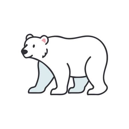 Stylized black bear illustration with light blue details and outlined on a black background
