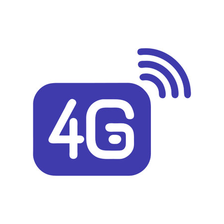 4G Network Connection Icon Illustration on Black Background for Mobile Technology