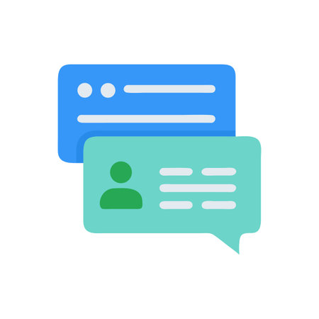 Colorful speech bubbles convey communication and engagement in a clean design aesthetic.