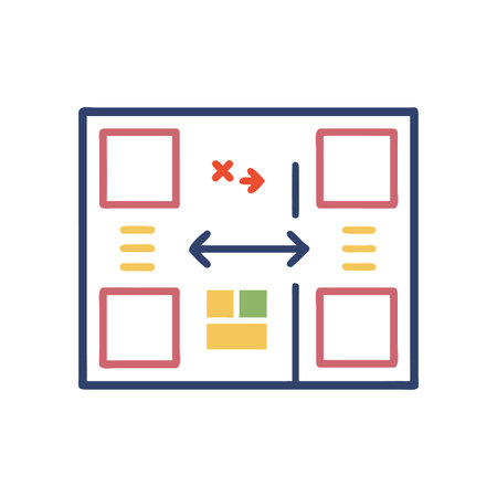 Schematic diagram representing strategy, planning and decision-making using geometric shapes and...