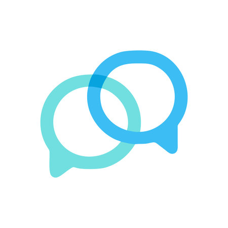 Overlapping Speech Bubbles Icon in Flat Style Representing Communication and Dialogue