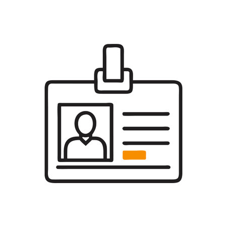 Identification badge or card with holder used in offices or events, minimalist graphic