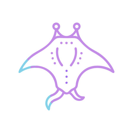 Stylized Manta Ray Graphic with Neon Gradient on Black Background for Modern Designs
