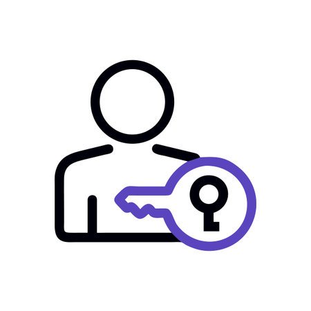 User access management icon showing profile with key on a black backdrop