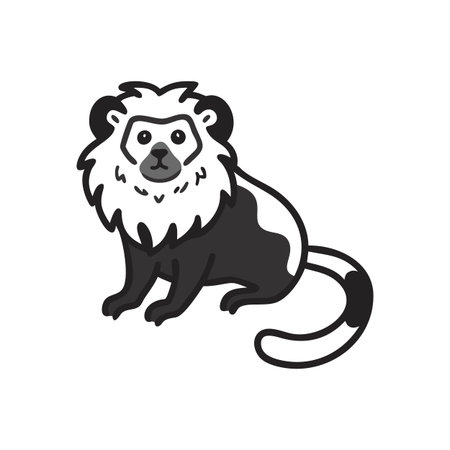 Cartoon Raccoon with Lion Mane Sitting, Isolated on Black Background, Graphic Style
