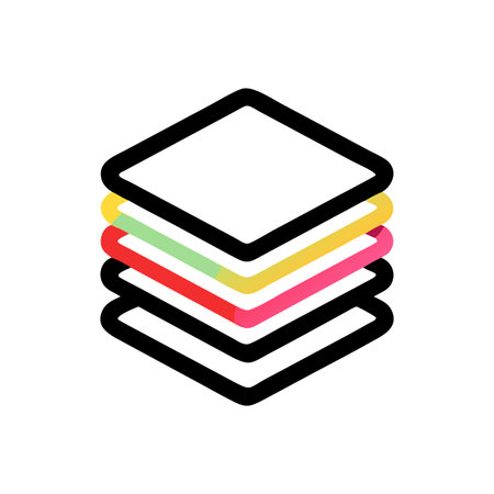 Abstract layered shapes in vibrant colors on a dark background creating a modern geometric design
