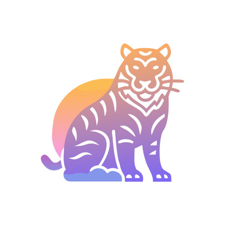 Gradient Tiger Graphic Illustration on Black Background for Asian New Year and Animal Concepts