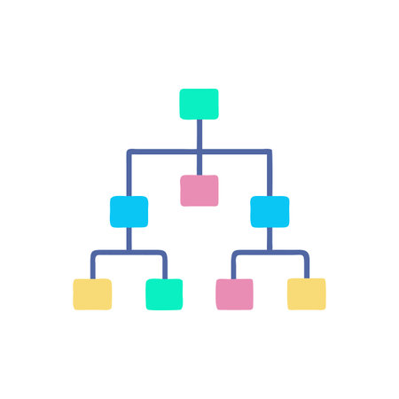Colorful Organizational Chart on Black Background Illustrating Hierarchy and Structure of Workflow