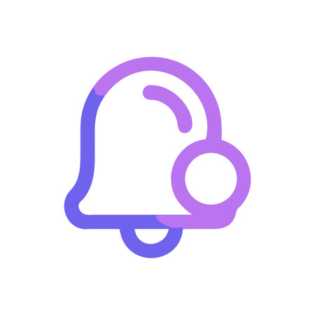 Notification Bell Icon in Purple and Blue Gradient on a Black Background