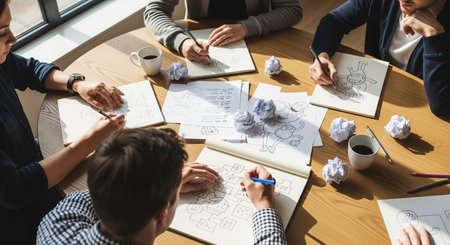 Corporate Teamwork and Collaboration with Business Professionals in Modern Office Setting