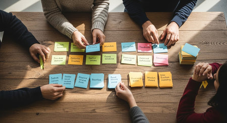 Corporate Teamwork and Collaboration with Business Professionals in Modern Office Setting