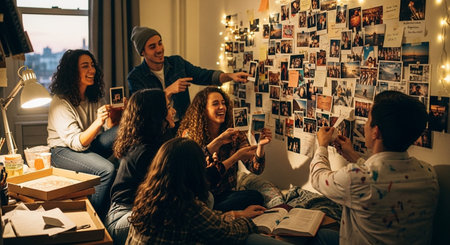 Friends Sharing Happy Moments with Genuine Connection and Social Bonding Concept