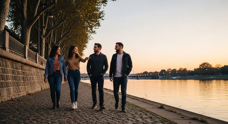 Friends Sharing Happy Moments with Genuine Connection and Social Bonding Concept