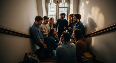 Friends Sharing Happy Moments with Genuine Connection and Social Bonding Concept