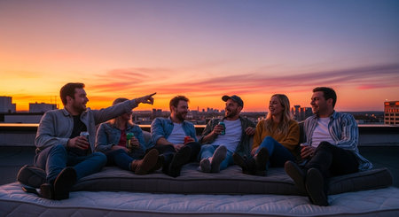 Friends Sharing Happy Moments with Genuine Connection and Social Bonding Concept