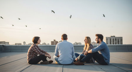 Friends Sharing Happy Moments with Genuine Connection and Social Bonding Concept