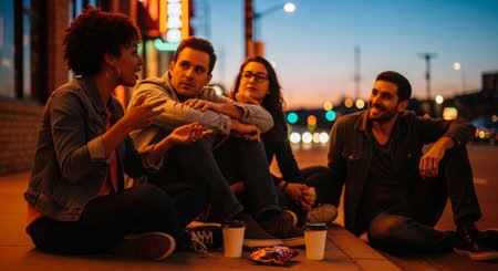 Friends Sharing Happy Moments with Genuine Connection and Social Bonding Concept