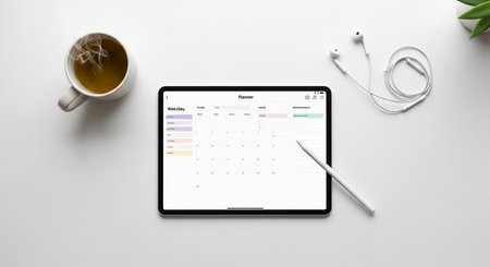 Modern Workspace Setup with Organized Desk, Technology and Productive Environment
