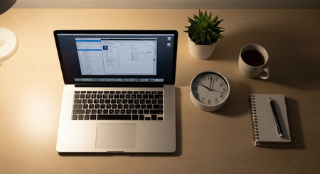 Modern Workspace Setup with Organized Desk, Technology and Productive Environment