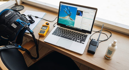 Modern Workspace Setup with Organized Desk, Technology and Productive Environment