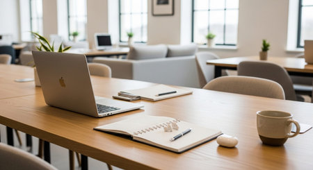 Modern Workspace Setup with Organized Desk, Technology and Productive Environment