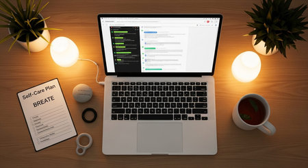 Modern Workspace Setup with Organized Desk, Technology and Productive Environment