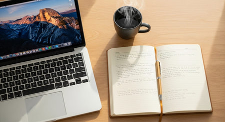 Modern Workspace Setup with Organized Desk, Technology and Productive Environment