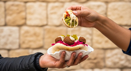 Authentic Street Food Scene with Traditional Local Cuisine and Vibrant Market Atmosphere