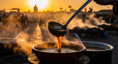 Authentic Street Food Scene with Traditional Local Cuisine and Vibrant Market Atmosphere