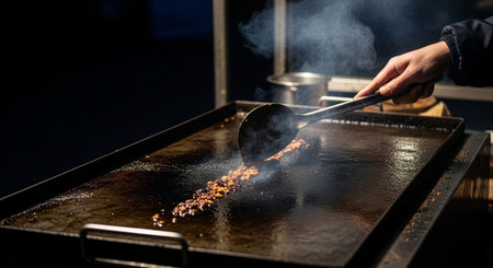 Authentic Street Food Scene with Traditional Local Cuisine and Vibrant Market Atmosphere