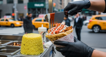 Authentic Street Food Scene with Traditional Local Cuisine and Vibrant Market Atmosphere