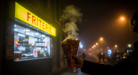 Authentic Street Food Scene with Traditional Local Cuisine and Vibrant Market Atmosphere