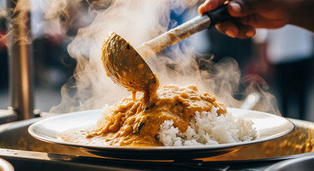 Authentic Street Food Scene with Traditional Local Cuisine and Vibrant Market Atmosphere